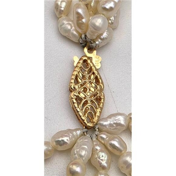 14K Grassman-Blake 5-Strand White Rice Pearl Necklace 3.8mm 34" Vintage - Picture 5 of 8